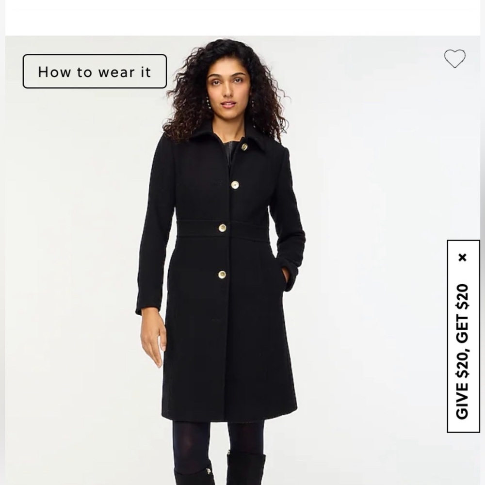 J Crew Factory Lady coat Black size 20 - Picture 2 of 6